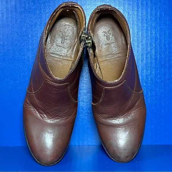 Frye Womens Nora Zip Short Leather Booties in Redwood Brown 6M - Picture 10 of 12